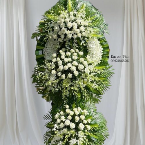 Vòng hoa chia buồn, hoa đám tang #HCB45 ,.Shop Hoa Sa Đéc